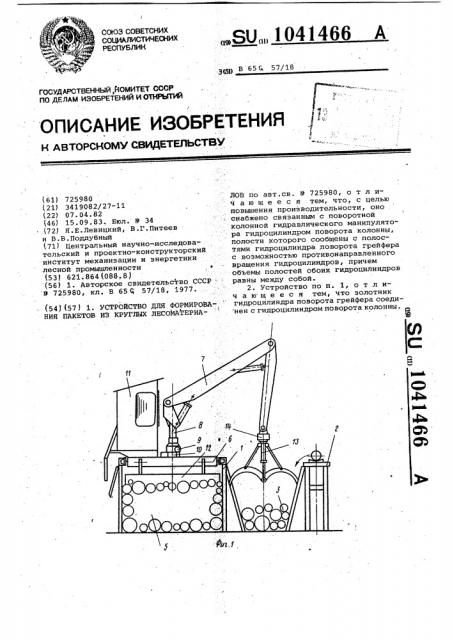 Устройство для формирования пакетов из круглых лесоматериалов (патент 1041466)