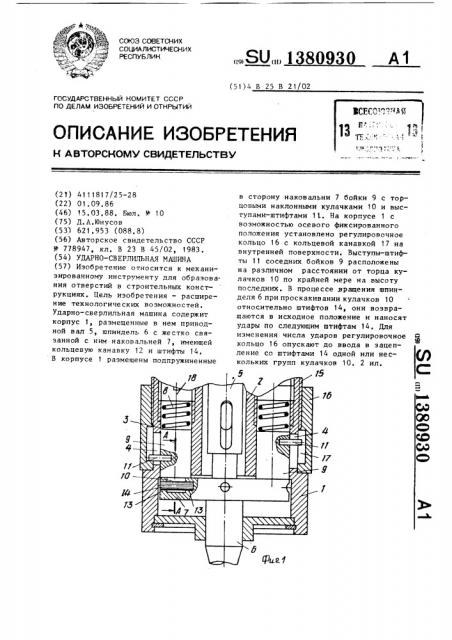 Ударно-сверлильная машина (патент 1380930)