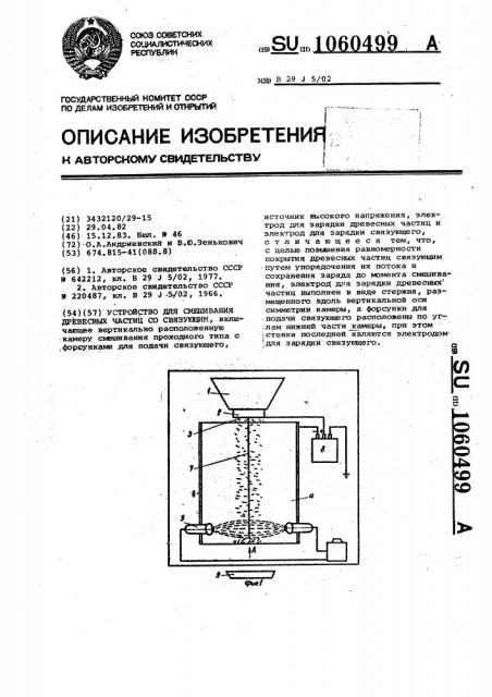 Устройство для смешивания древесных частиц со связующим (патент 1060499)