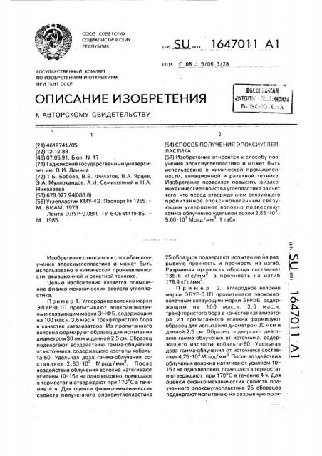 Способ получения эпоксиуглепластика (патент 1647011)