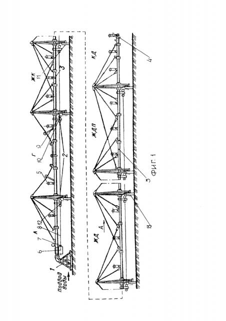 Многоопорная дождевальная машина кругового действия (патент 2596130)