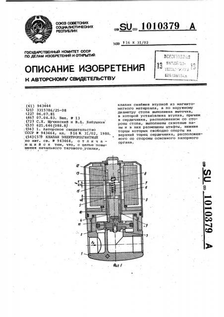 Клапан электромагнитный (патент 1010379)