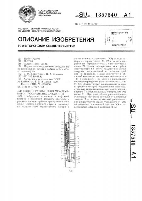 Способ разобщения межтрубного пространства скважины (патент 1357540)