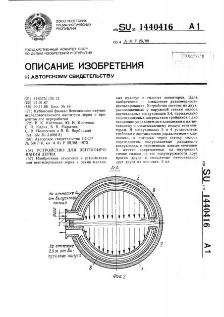 Устройство для вентилирования зерна (патент 1440416)