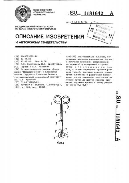 Хирургические ножницы (патент 1181642)