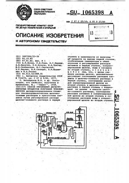 Способ управления двухступенчатым процессом получения трихлорбензола (патент 1065398)