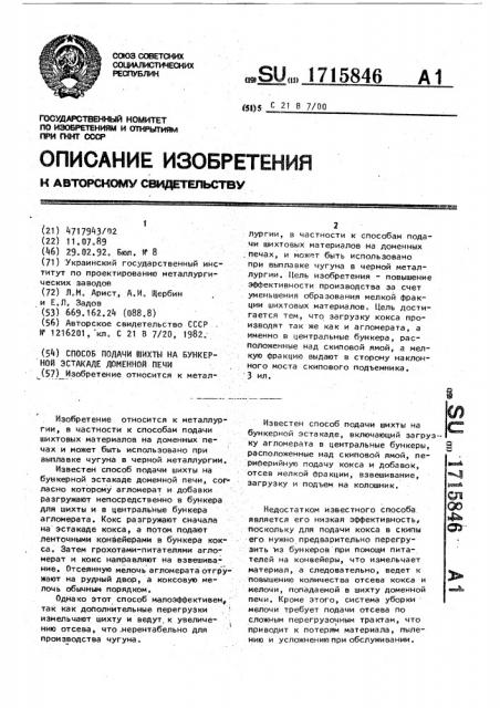 Способ подачи шихты на бункерной эстакаде доменной печи (патент 1715846)