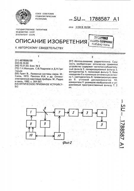 Оптическое приемное устройство (патент 1788587)