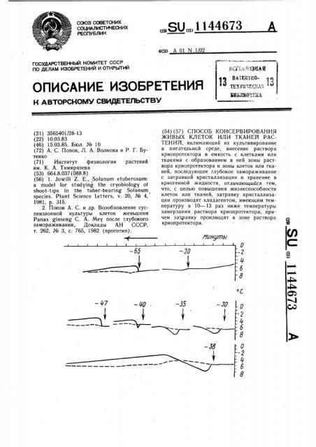 Способ консервирования живых клеток или тканей растений (патент 1144673)