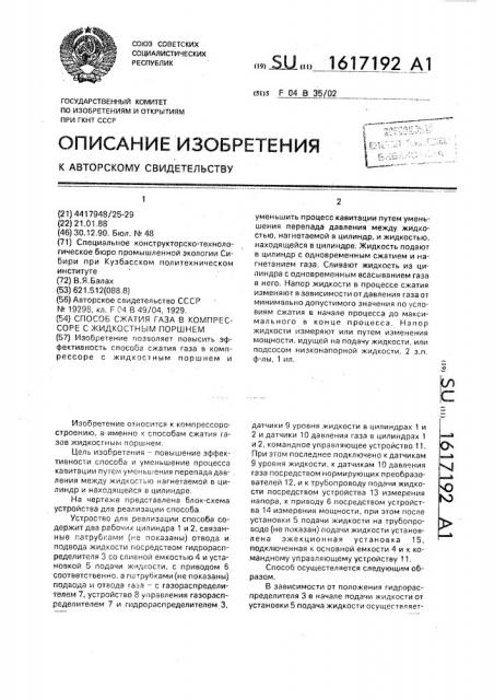 Способ сжатия газа в компрессоре с жидкостным поршнем (патент 1617192)