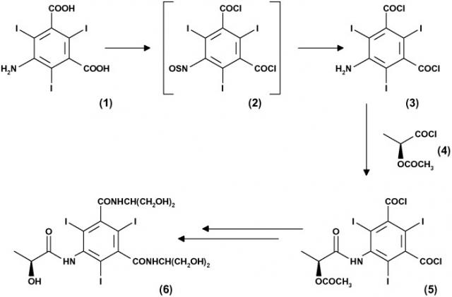 Способ получения трийодированных карбоксильных ароматических производных (патент 2512358)