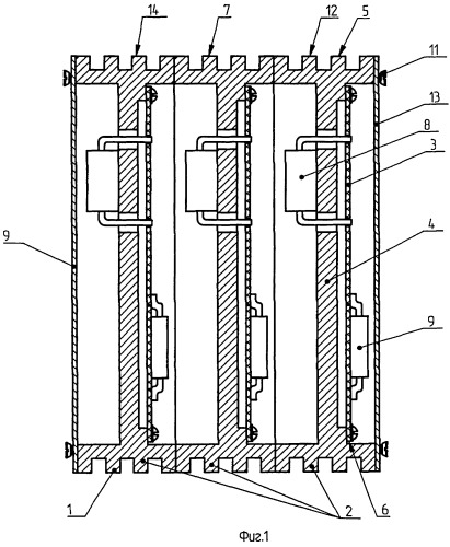 Электронный блок с теплоотводом и экранированием (патент 2406282)