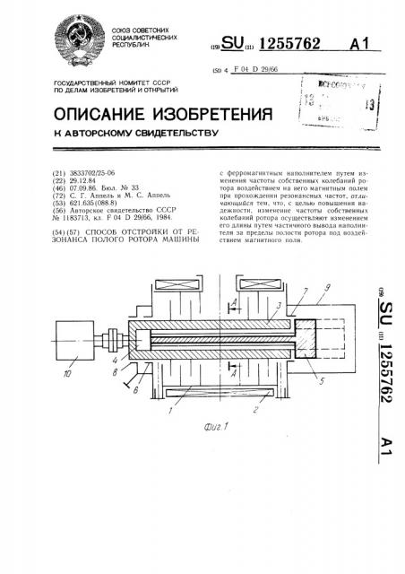 Способ отстройки от резонанса полого ротора машины (патент 1255762)