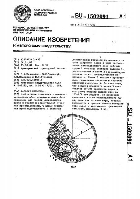 Шаровая мельница (патент 1502091)