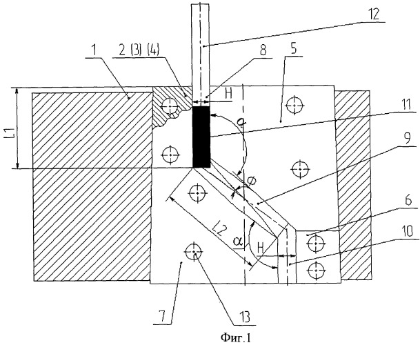 Штамп для равноканального углового прессования (патент 2440210)